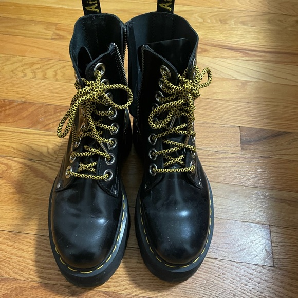 Dr. Martens Shoes - Dr. Martens AirWair Black Boots with Yellow Accents